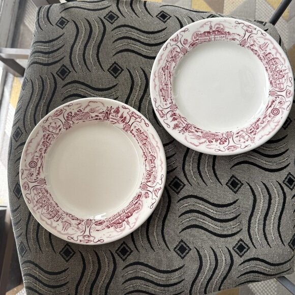 2 Vintage Howard Johnson's Restaurant Ware March Of Progress Plates Mayer China - Picture 1 of 8